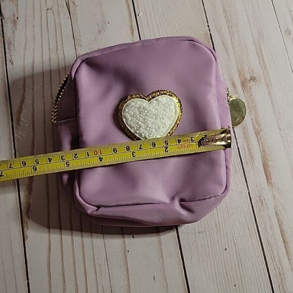 PINK LILY BOUTIQUE Heart Purple Patch Mini Travel Cosmetic Jewelry Pouch Bag - Picture 11 of 11